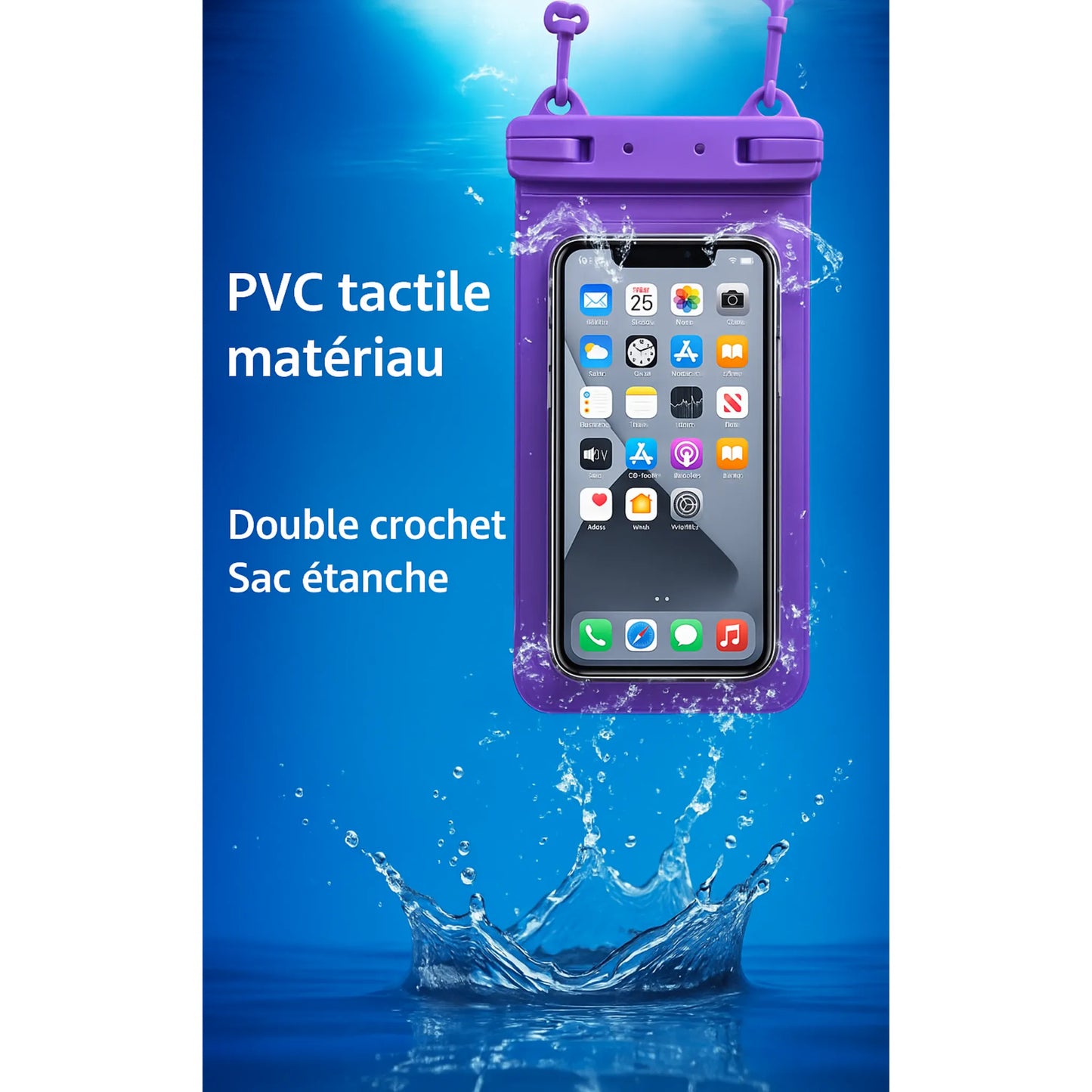Étui étanche pour téléphone portable, vue complète
