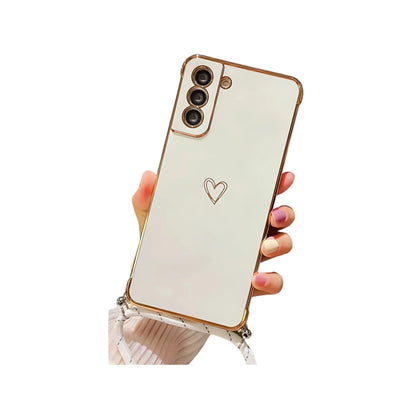 Glow Phone Coque à bandoulière motif cœur pour Samsung Galaxy S22, Plus, Ultra